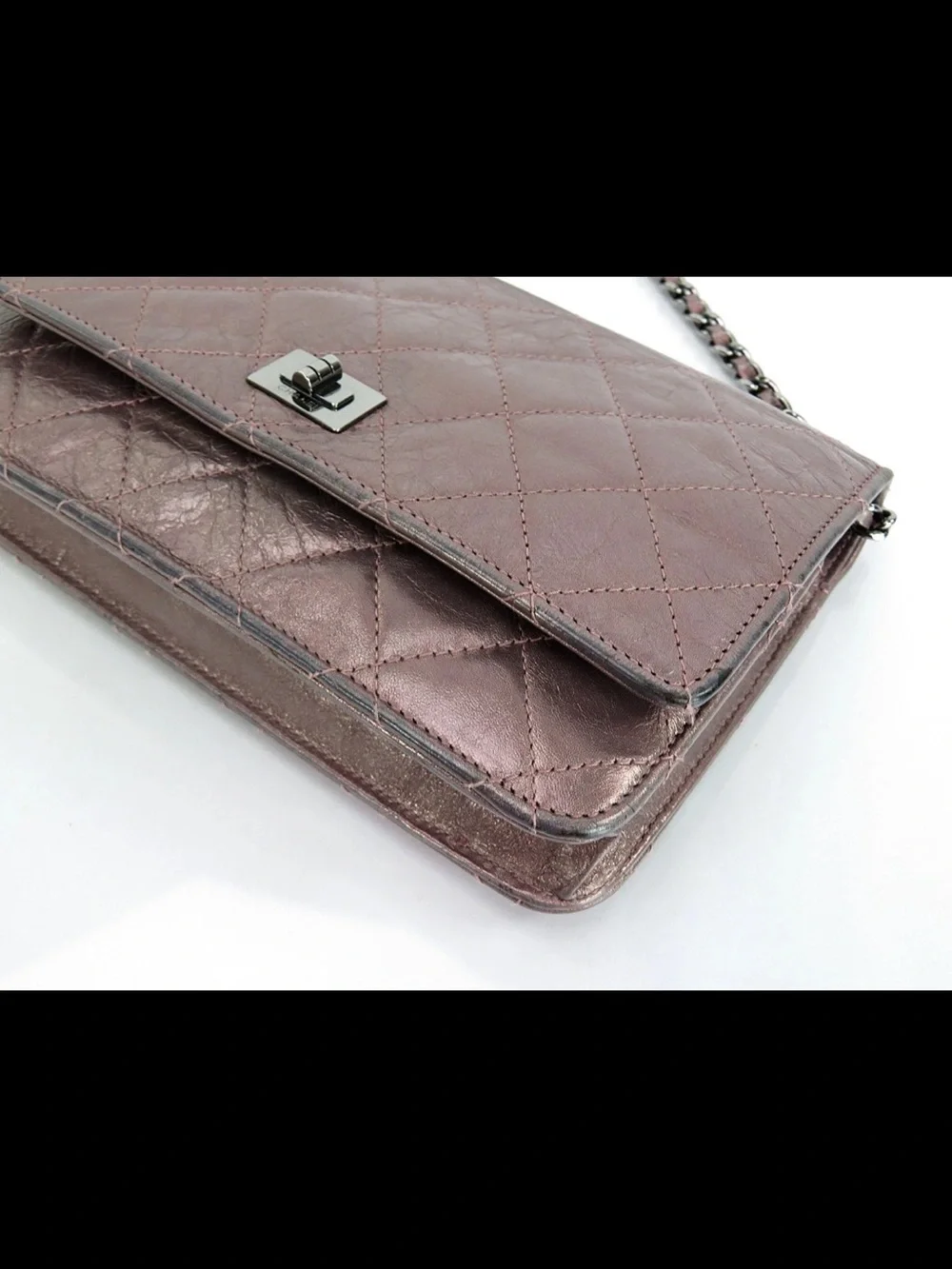 CHANEL Quilted Metallic Rose Pink Chain Crossbody Bag